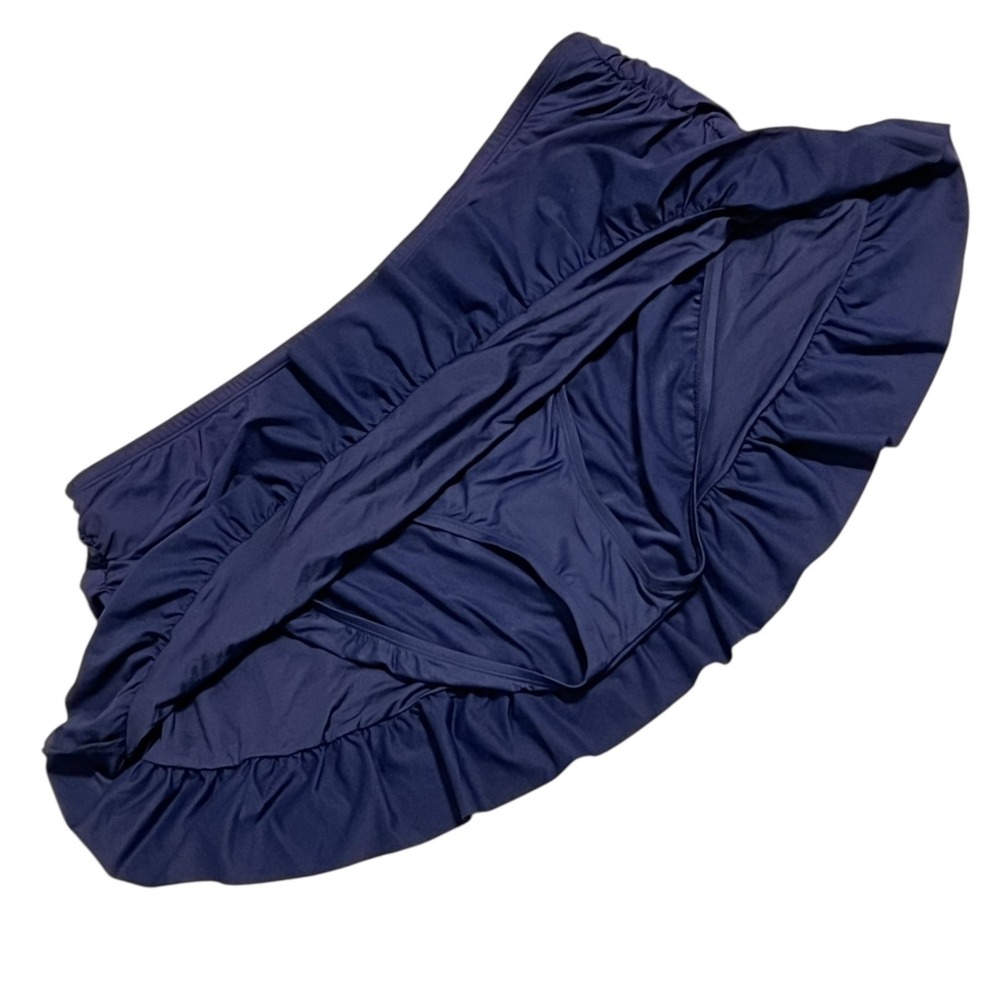 La Blanca Navy Ruched Swim Skirt 18W Tummy Control Plus Size - Picture 5 of 10